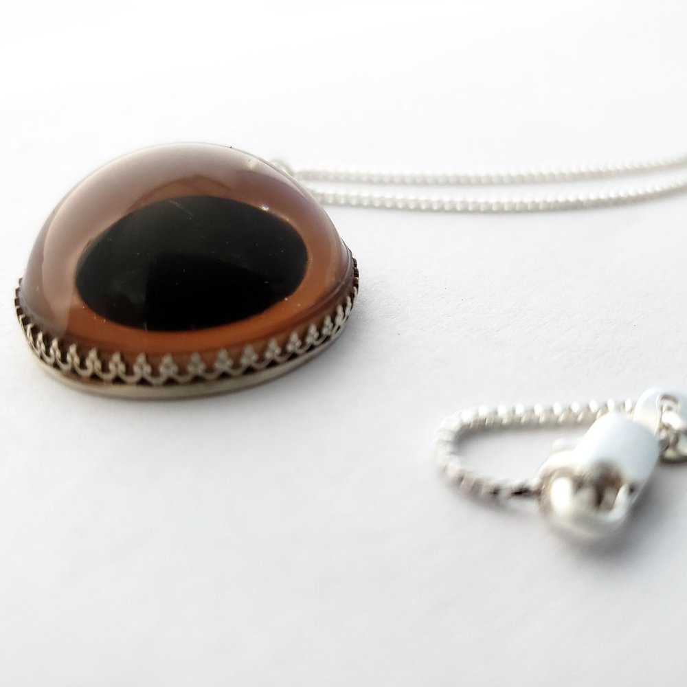 Sterling Silver Necklace with Owl Eye